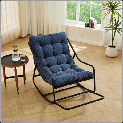 Chaise berçante d'extérieur confortable avec coussin épais et doux, idéale pour se détendre dans les salons, les chambres et les salles de lecture