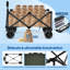 280L Collapsible Folding Camping Wagon Cart, 460 lbs Heavy Duty Festival Trolley with All-Terrain Wheels Brakes Elastic Rope Drink Holder for Beach Garden Outdoor Shopping-128785728