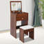 Table de coiffeuse avec miroir et tabouret-114337649