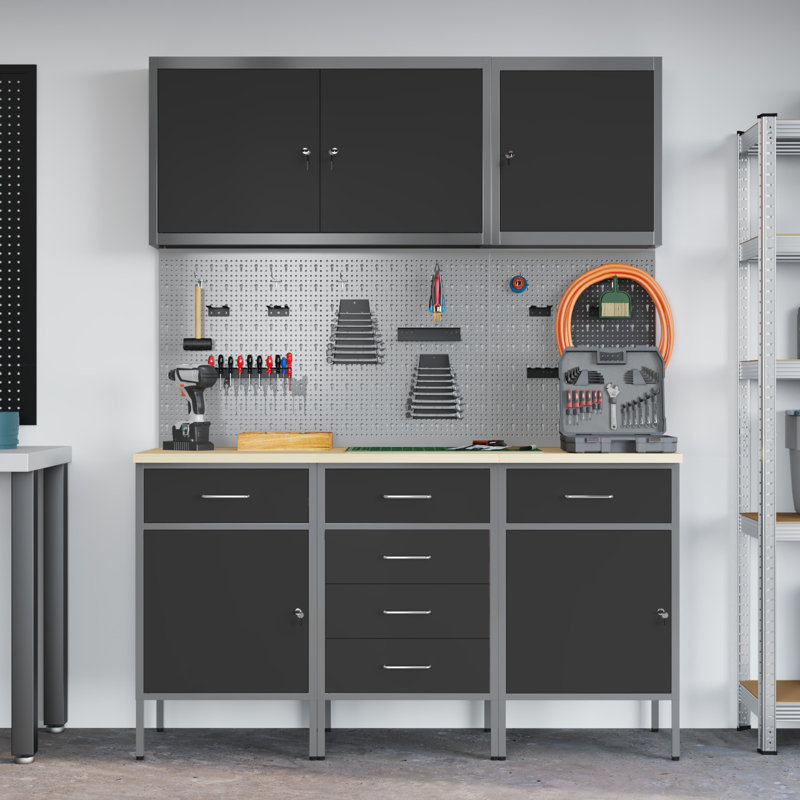 Work Cabinet with Drawer, Black