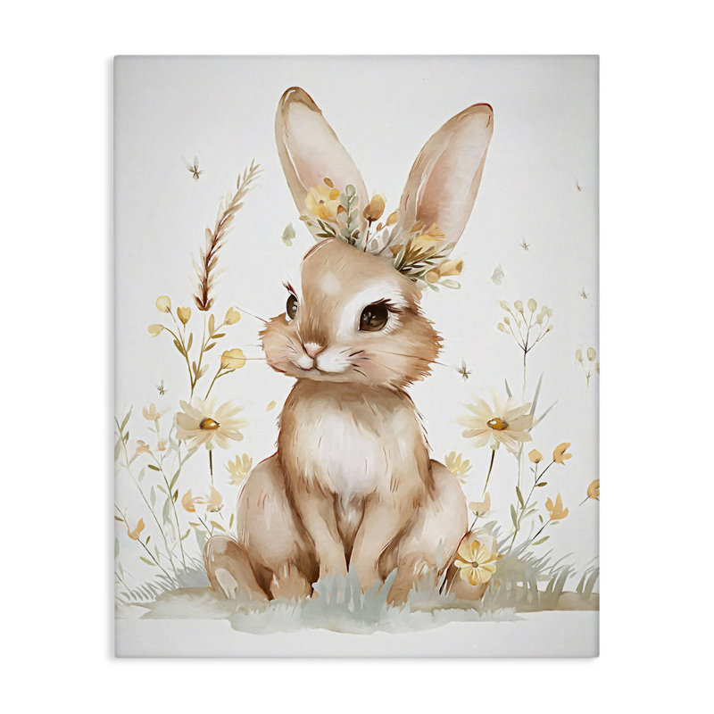 Whimsical Baby Rabbit Canvas, design by Ramona Murdock, 20" H x 16" W