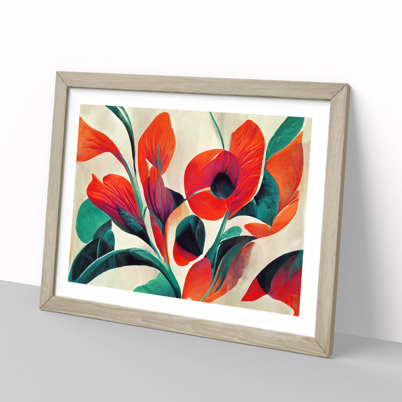 Flowers Abstract Vol.7 - Single Picture Frame Print, 46cm H x 64cm W x 2cm D, Oak Framed