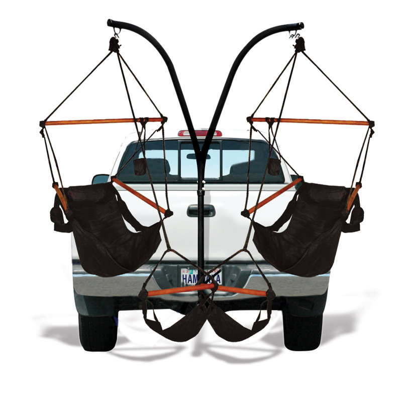 Black Double Trailer Hitch Stand with Hammaka Chairs