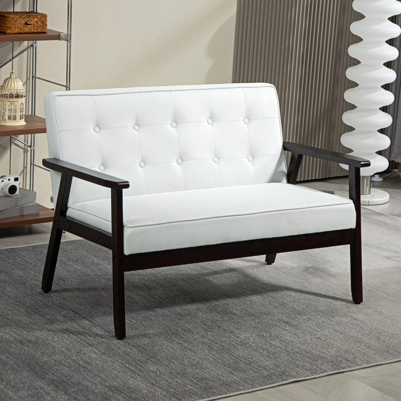 Canapé 44,5 "pour chambre à coucher 2 places avec cadre en bois crème