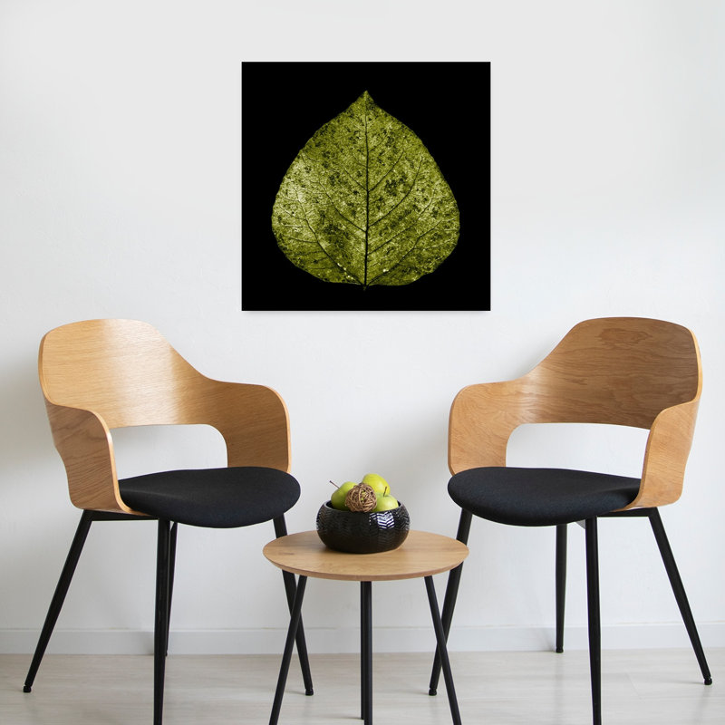 Feuille verte, art abstrait contemporain de la nature, H 24 po x l 24 po