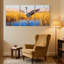 Birds Crane In Golden Marsh At Sunset, ensemble de 3 impressions d'art sur toile-1761659144