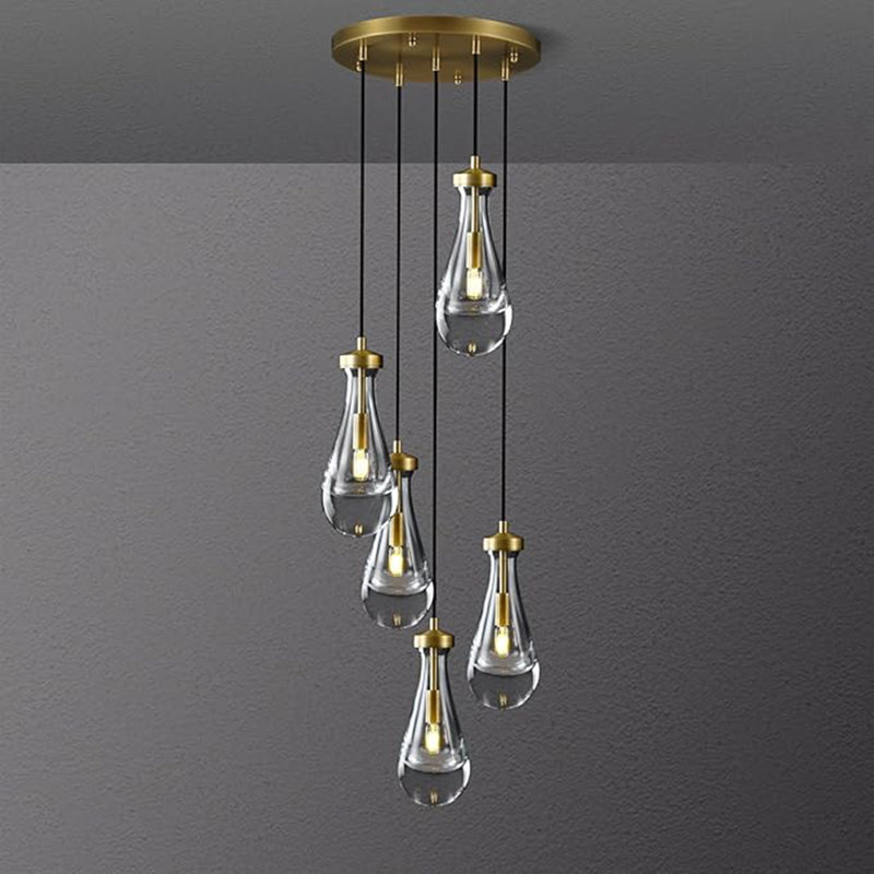 Cluster Pendant Light, 113.2" H x 13.8" W x 13.8" D, 6 Lights, Black