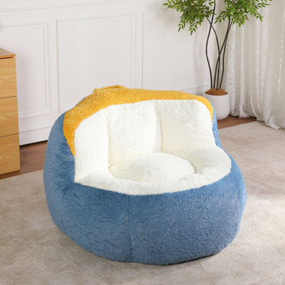 Fauteuil à billes multicolore en fausse fourrure, rembourré de mousse déchiquetée, fond antidérapant pour une assise sécuritaire, espace approprié, expérience confortable, chaise longue surdimensionnée sans assemblage, salon parfait