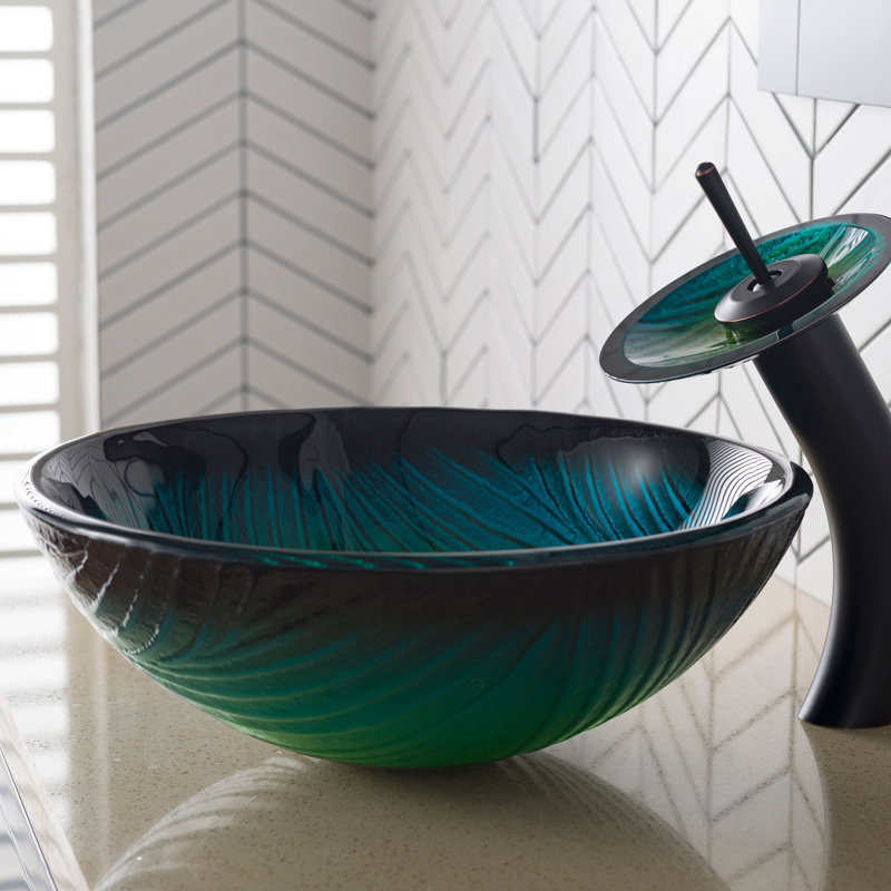 Lavabo de salle de bain vasque circulaire en verre Nei
