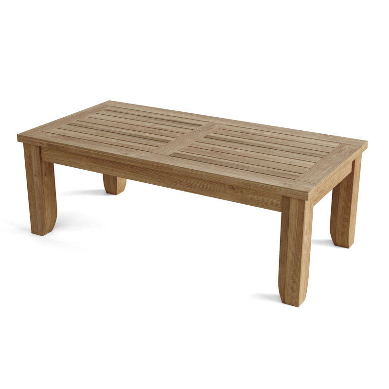 Grayish Brown Teak Wood Outdoor Slatted Coffee Table