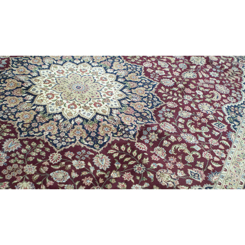 Hand-Knotted High-Quality Wine and Navy Area Rug