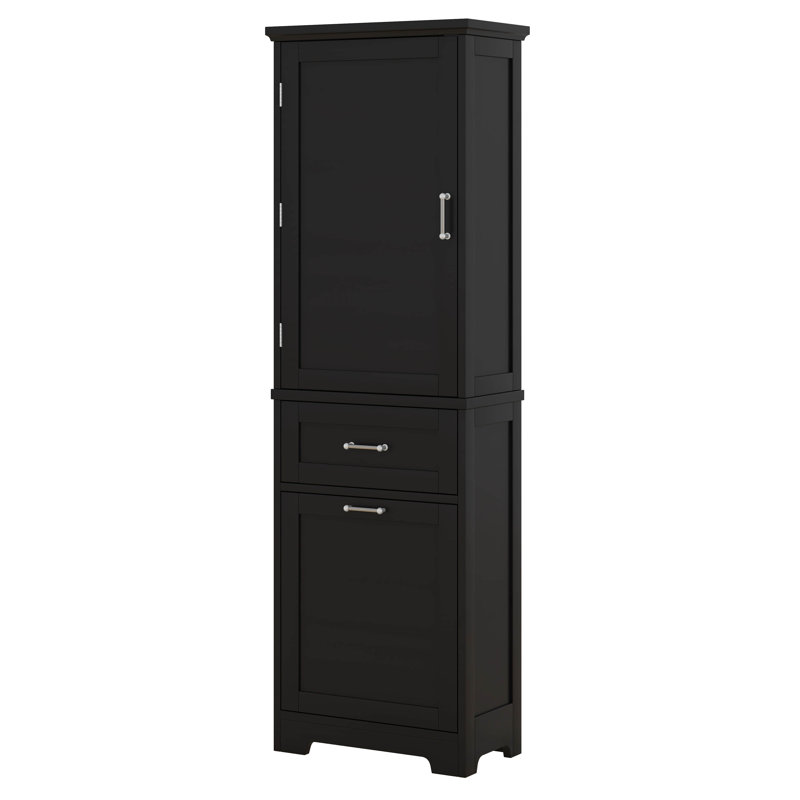 Armoire de salle de bain en bois avec 2 tiroirs de tailles différentes et une tablette réglable