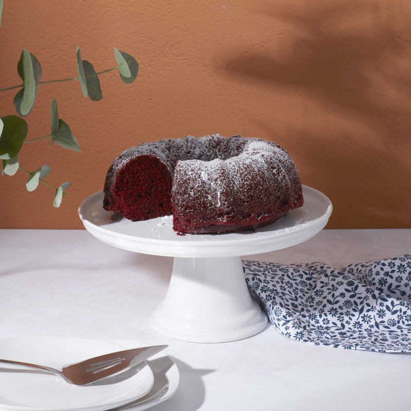 Denmark Tools for Cooks 11.5in Round Stoneware Cake Plate with White Bistro