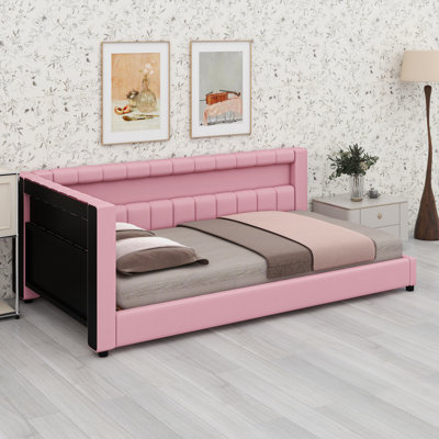 Contemporary Low-Profile Bed Featuring Built-in USB Ports and Decorative LED Strip