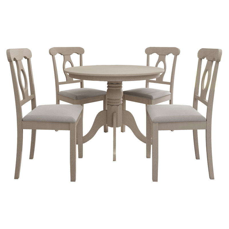 Rashika 4 - Person Pedestal Dining Set, Beige, Beige