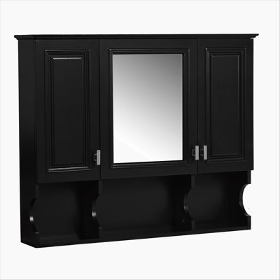 35'' x 28'' Wall Mounted Bathroom Medicine Cabinet, Modern Bathroom Wall Cabinet with Mirror,  Mirror Cabinet with Open Shelves