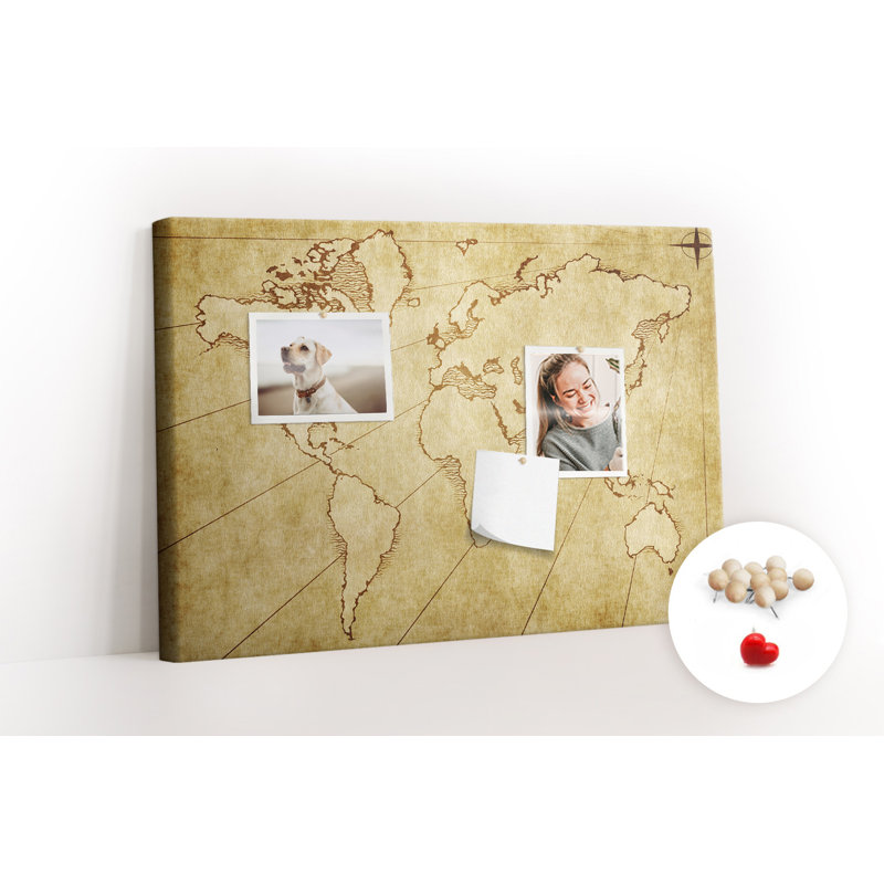 Wall Mounted cork board with print wall art notice boards decorative bulletin board ideas Old grungy world map