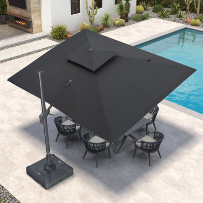 9' X 12' Double Top Rectangle Cantilever Patio Umbrella,Graphite Grey