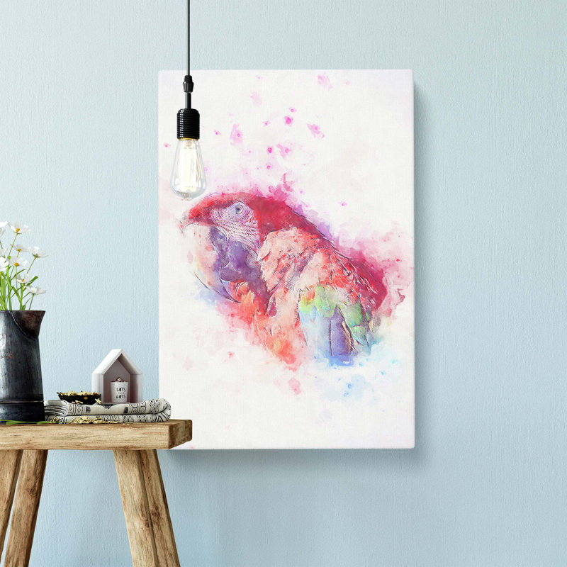 Macaw Parrot In Abstract - Wrapped Canvas, 50cm H x 35cm W x 3cm D