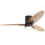 Ventilateur de plafond encastré de 56 pouces de conception moderne avec lumière et télécommande, moteur à courant continu réversible à 3 pales en bois massif noir