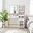 White Large Vanity Desk With Mirror, Led Lights And Power Outlet