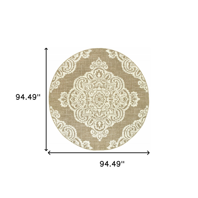 Tapis oriental tissé à la machine Junor , Rond 7 pi 10 po