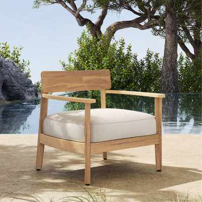 Fauteuil club en bois d'acacia avec coussin de siège Mallorca, ensemble de 1