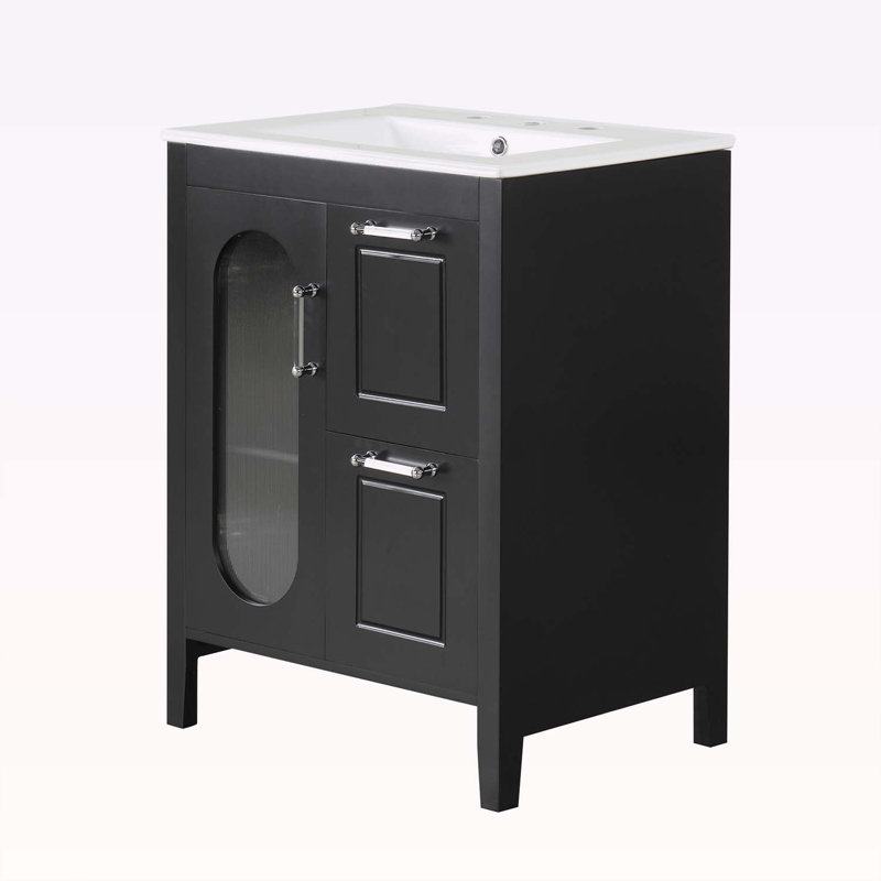 24" Bathroom Vanity with Sink, Black