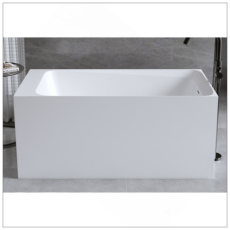 51'' Solid Surface Matte Tub, Freestanding Solid Surface Resin Stone Bathtub, Solid Surface Matte White Soaking Tub,Free Standing Tub With Overflow And Pop-Up Drain, Matte White