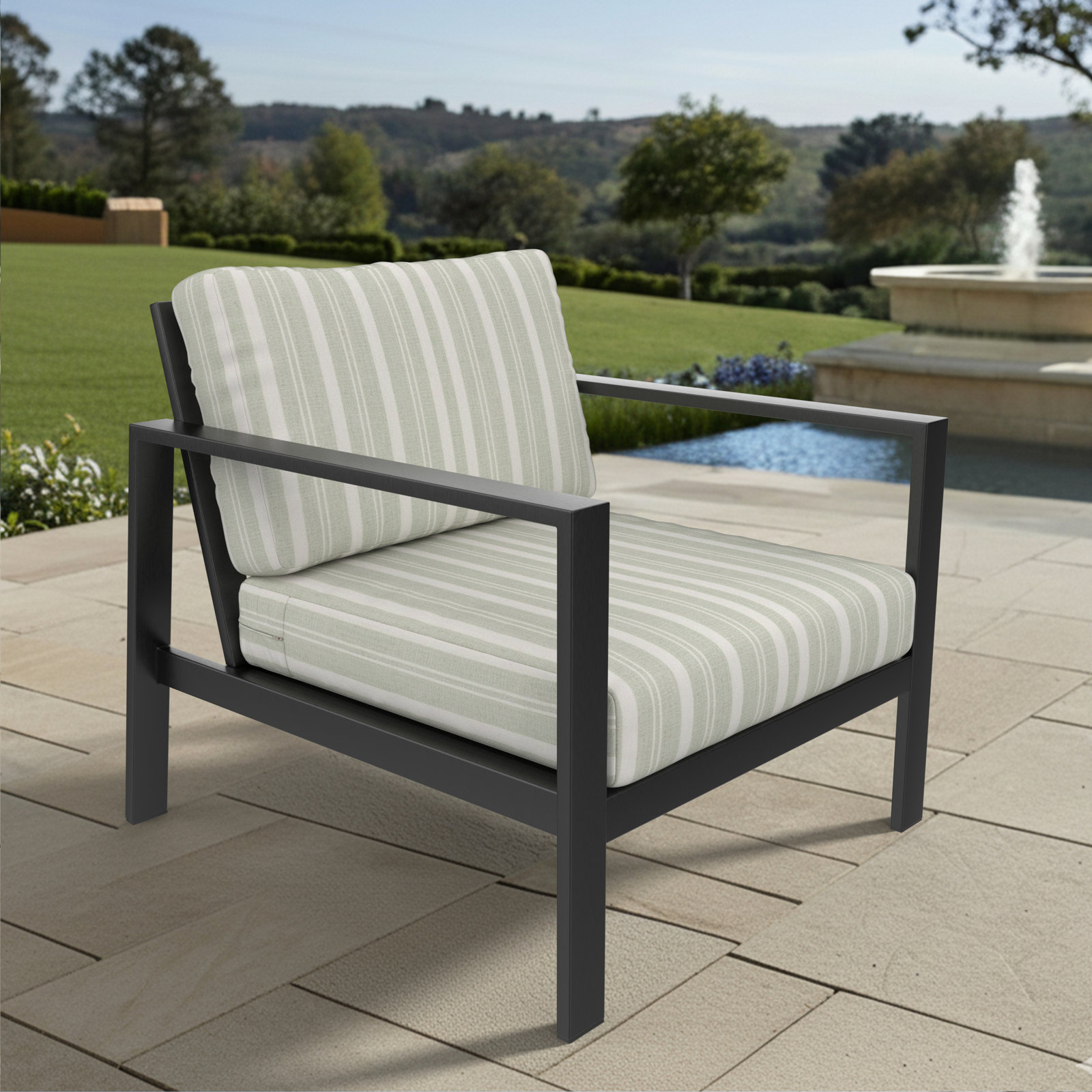 Amala Outdoor Sunbrella® Seat/Back Cushion, Sunbrella Tranquil Sage