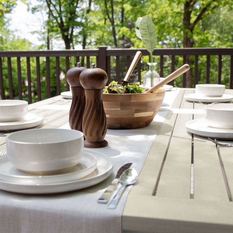 Ensemble repas pour 6 personnes Kile, Blanc délavé, L 84 po x l 42 po x H 36 po