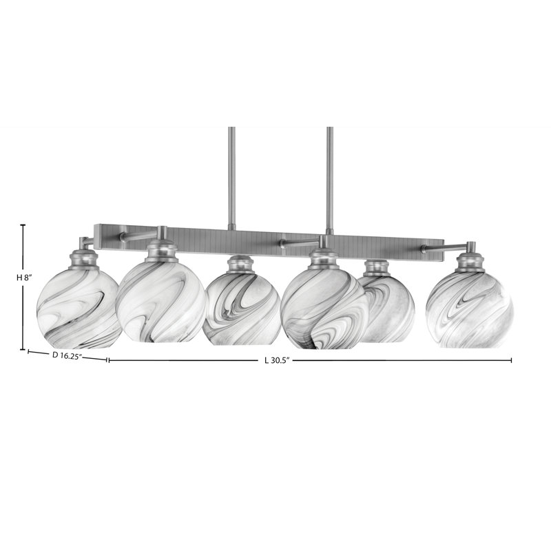 Edge 6 Light Bar With 5.75" Glass, Brushed Nickel