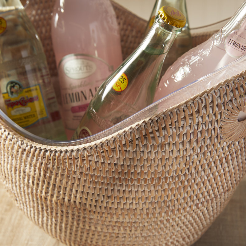 Burma Rattan Beverage Tub, Whitewash