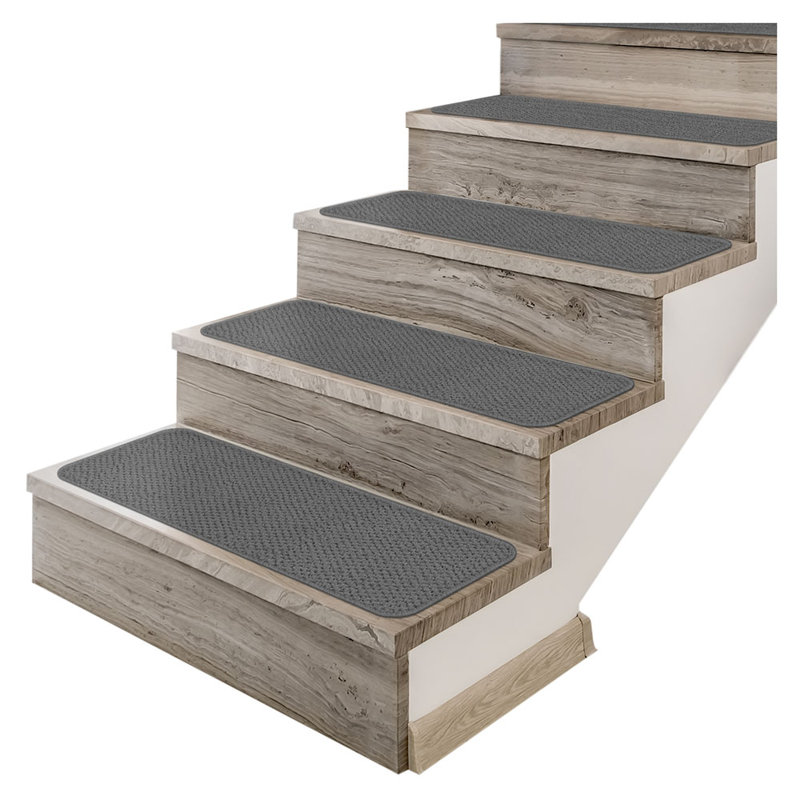 Tapis d'escalier Aneris, Rectangle 8 po x 2 pi 3 po, gris