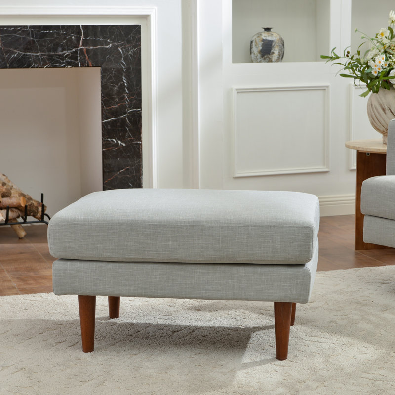 Miller Upholstered Ottoman, Light Gray, 19" H x 32" W x 23" D