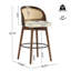 Tabouret de bar d'intérieur en bois Como, finition noyer avec revêtement beige, ensemble de 2-265694357