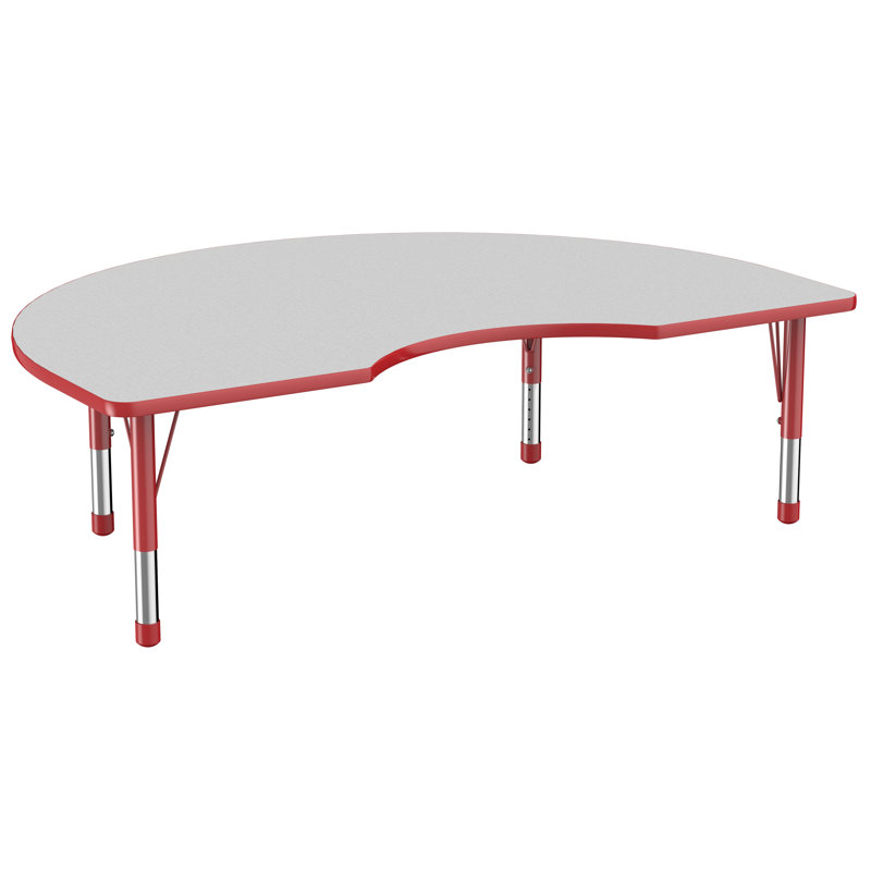 Table d'activité 48 "x 72" avec moulures en T et pieds réglables, Gris / rouge, Roulement pivotant standard