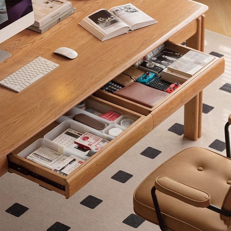 Bureau rectangulaire en bois massif brun noisette, H 29,53 po x l 62,99 po x P 27,56 po