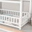 Ashton Floor Wooden Bed With House Roof Frame, Fence Guardrails-457666989-457666986
