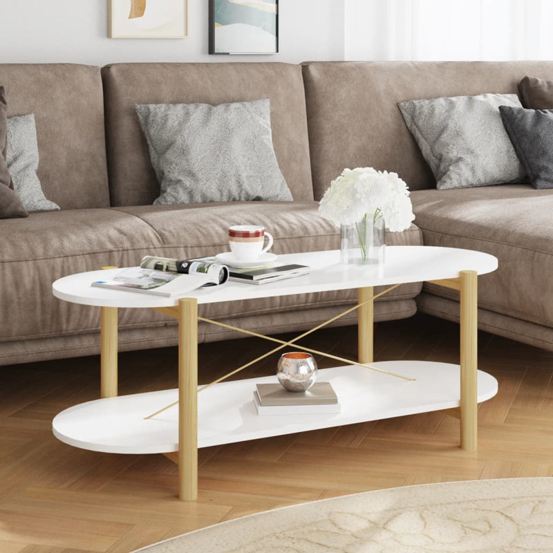 Leeani Four Leg Coffee Table with Storage, White