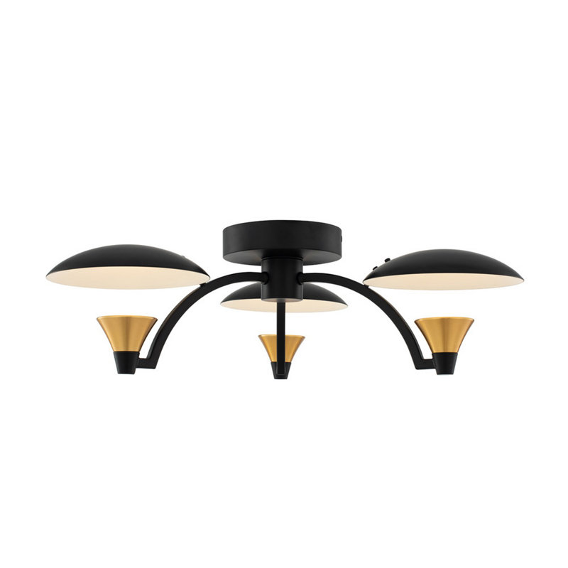 Fixation semi-encastrée Redding 3 LT noir mat avec laiton d'hiver Kalco