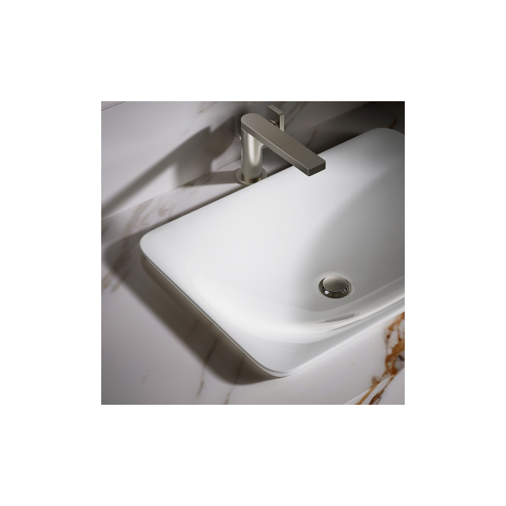 Carillon Ceramic Rectangular Drop-in Bathroom Sink, White