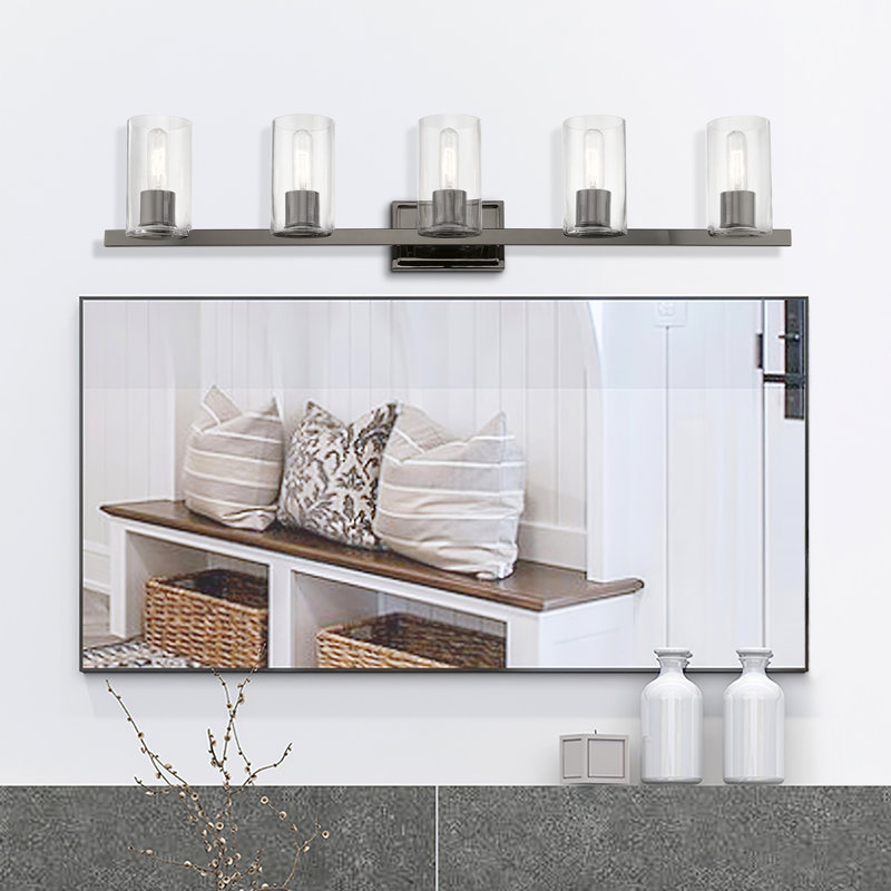 Éclairage de salle de bain à intensité variable 5 lumières Aruther, Chrome noir