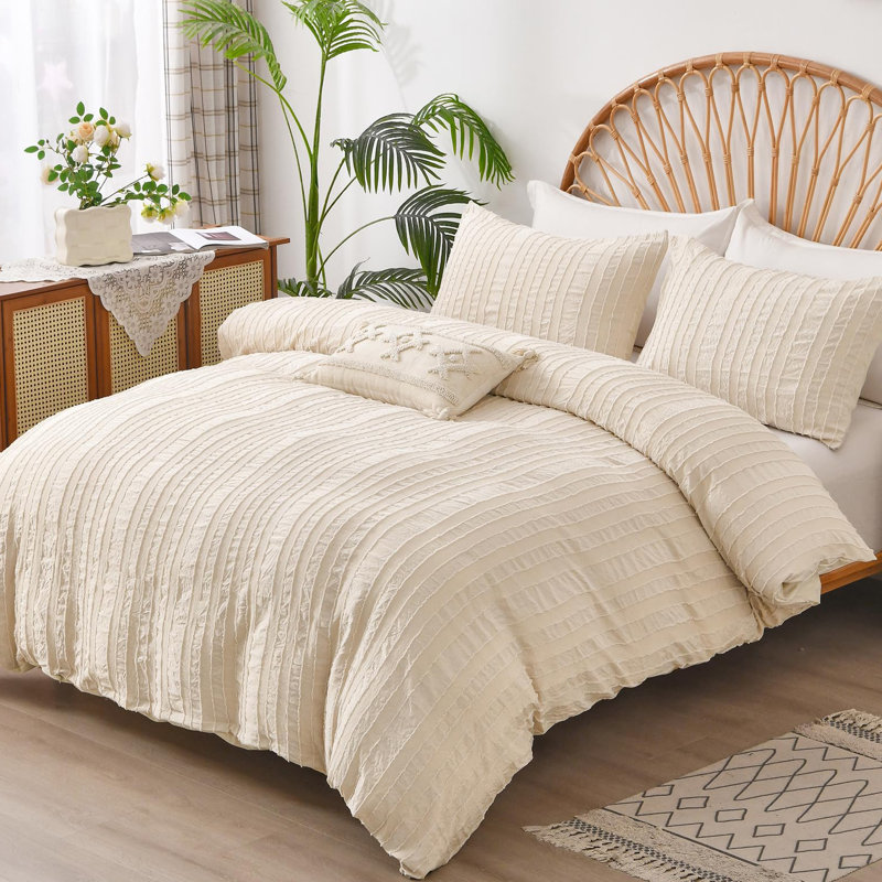 Microfiber [EU ONLY] Duvet Cover Set with Pillowcases Included, Beige, Double Duvet Cover Set + 2 Pillowcases