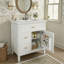 Meuble-lavabo simple de 30 po avec lavabo en céramique, armoire de rangement avec cadre en bois massif, 1 tiroir rabattable et 2 tiroirs latéraux-844635589
