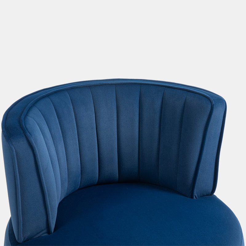 Alphonsine Upholstered Swivel Barrel Chair, Blue Velvet