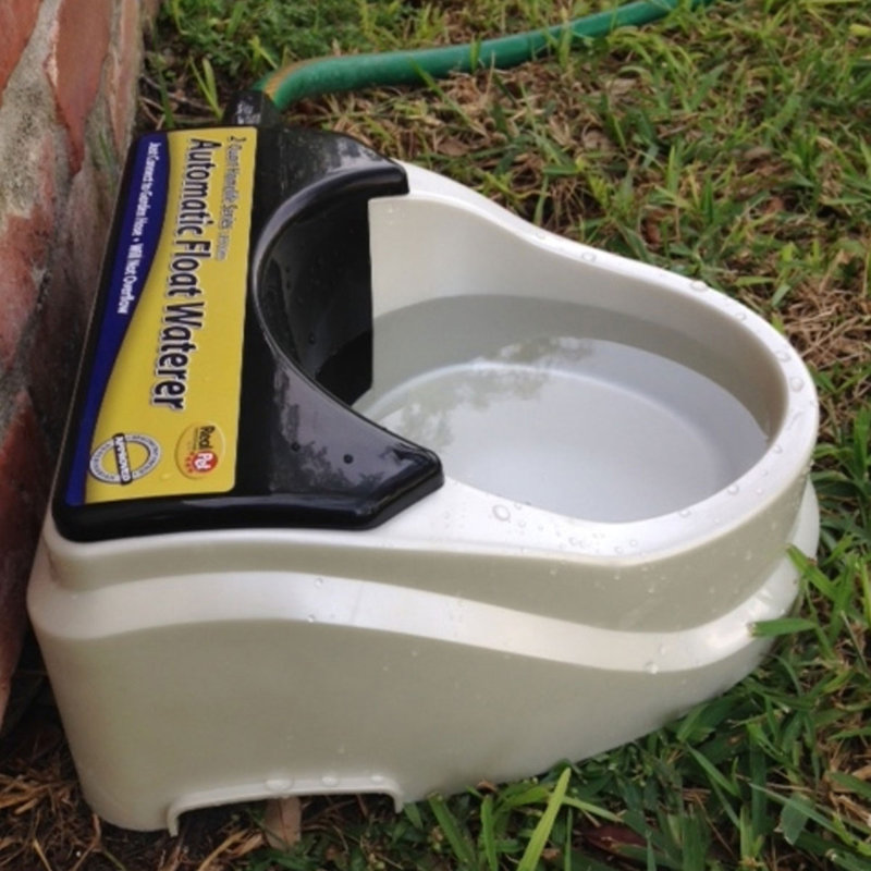 Silver and Black Automatic Pet Waterer with Float Valve, 2 Quart