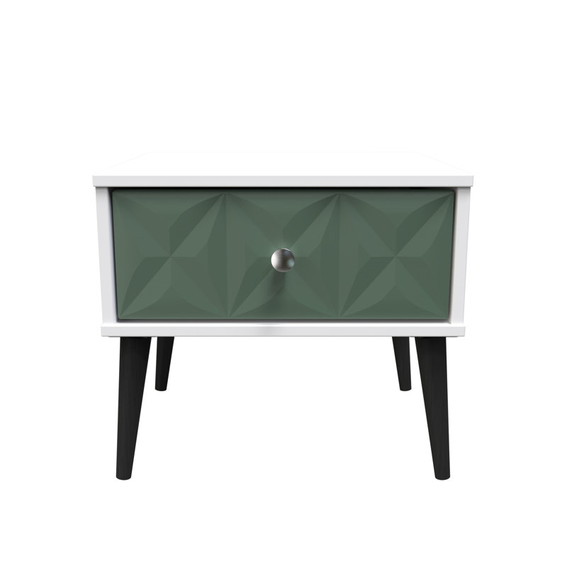 Carnlea 45cm W Manufactured Wood Bedside Table, Labrador Green/White