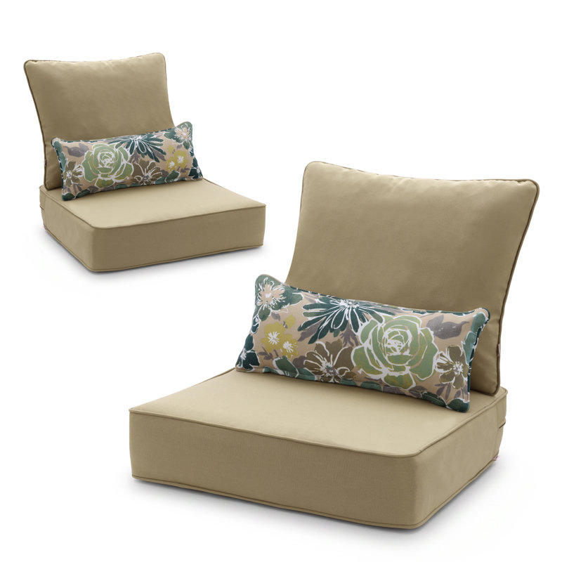 Outdoor Deep Seat Chair Cushion Set, 22" W x 24" D, Khaki