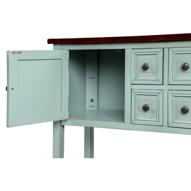 Console de 46 po Analeesa, Espresso, Bleu rétro